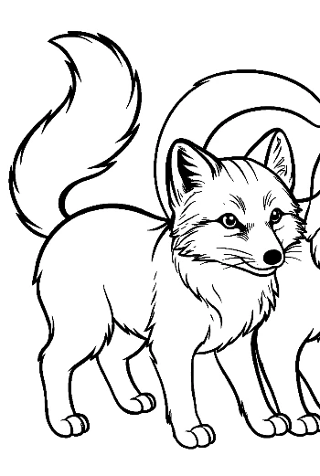 Adorable Arctic Fox Line Art