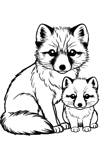 Adorable Arctic Fox Mother and Kit