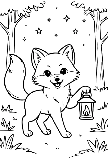 Adorable Arctic Fox with Butterflies and Flower Crown Printable