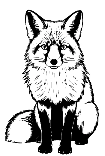 Alert Red Fox Line Art