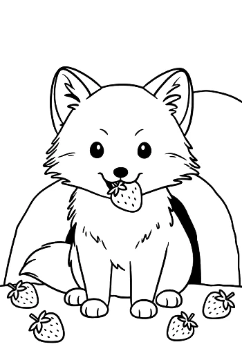Arctic Fox Pup Playing in a Snowy Forest Clearing Printable