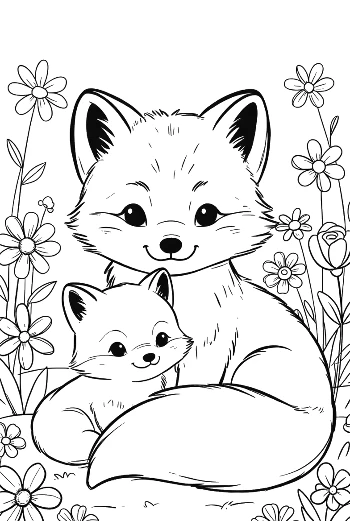 Arctic Fox with a Gift Box and Snowy Mountain Background Printable