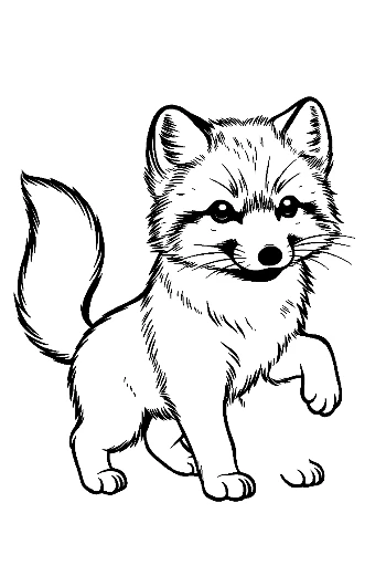 Cute Arctic Fox Pup Outline