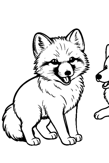 Cute Arctic Fox Pup Smiling Outline