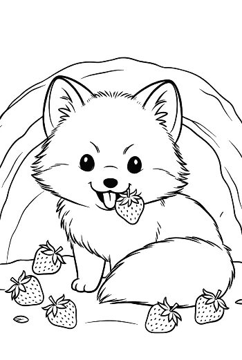 Cute Arctic Fox Sitting on a Snow-Covered Mountain Peak Printable