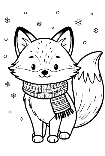 Cute Fox Pup Holding a Wrapped Gift Box Printable