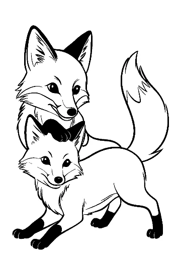 Red Fox Mother and Kit Embrace