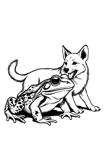 Bullfrog and White Wolf Friendship