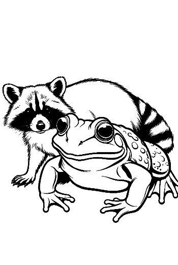 Raccoon and Bullfrog Cuddling