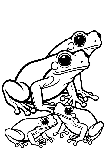Stacked Tree Frog Family Illustration