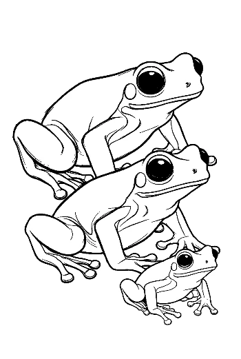 Stacked Tree Frogs in Playful Lineup