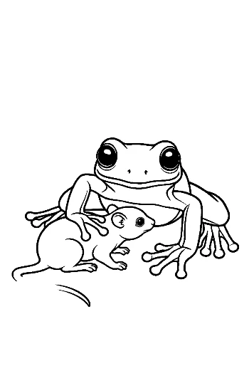 Tree Frog Embracing Cute Mouse