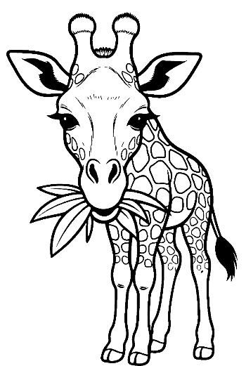 Baby Giraffe Munching Leaves