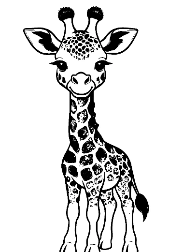 Cute Baby Giraffe Outline
