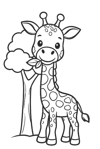 Cute Baby Giraffe Sitting Peacefully in the Grass Printable