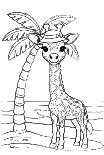 Cute Giraffe Calf Holding a Bunch of Colorful Balloons Printable
