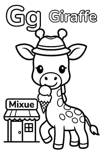 Cute Giraffe Eating Leaves Printable