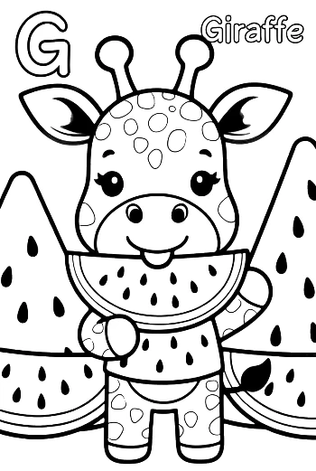 Giraffe Eating Leaves Coloring Sheet Printable