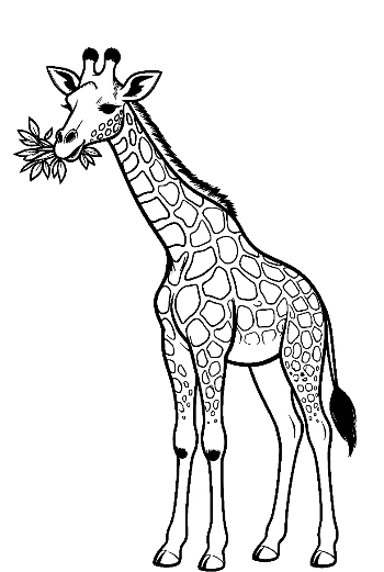 Giraffe Munching on Leaves