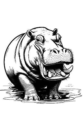 Grinning Hippo Emerging from Water
