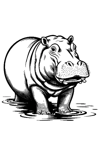 Hippo Emerging from Murky Waters