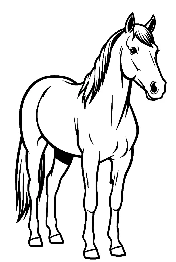 Cute Black Outline Pony Standing Proudly