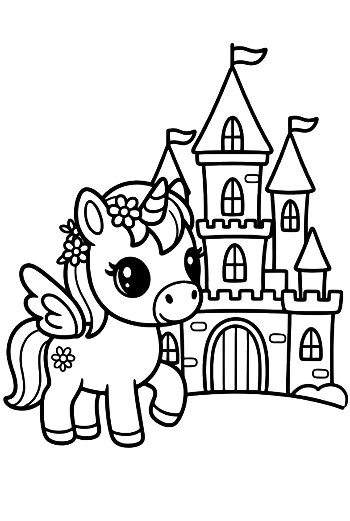 Little Pony Exploring the Grounds of a Fairytale Castle Printable