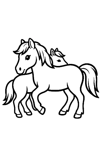 Mother Pony and Foal Outline