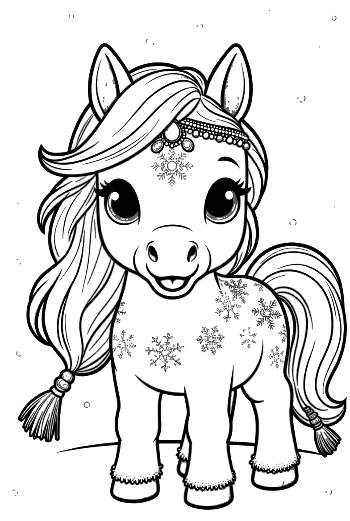 Beautiful Pony with Flower Patterns on Its Coat Printable