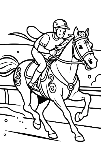 Brave Jockey Riding a Horse Across the Countryside Printable