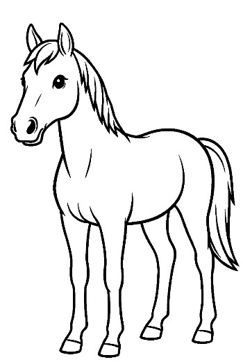 Cute Cartoon Racehorse Standing Proudly