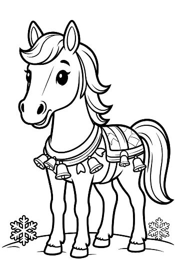 Fancy Horse Adorned with Festive Ribbons and Jewelry Printable