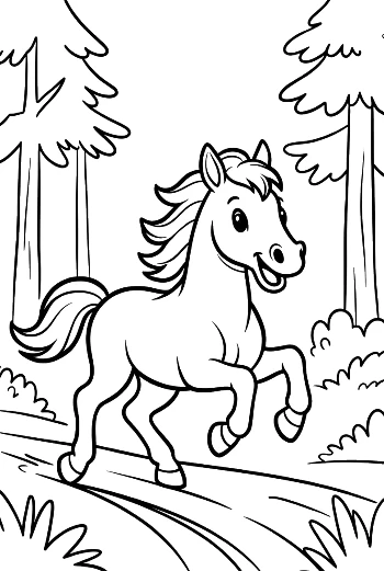 Fast Horse Running Across a Beautiful Meadow Printable