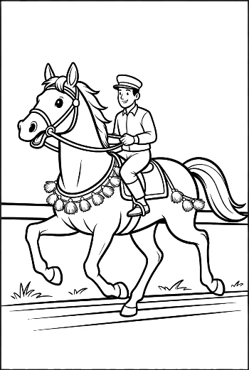 Skilled Jockey Galloping on a Fast Race Horse Printable