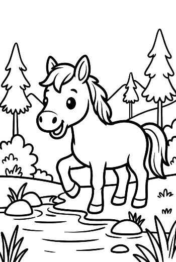 Adorable Baby Horse Dressed in a Cozy Knitted Scarf Printable