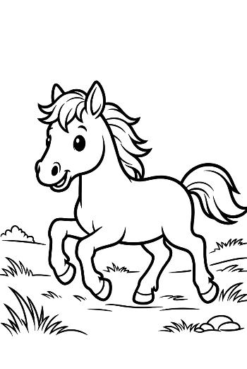 Cute Wild Horse to Color Printable