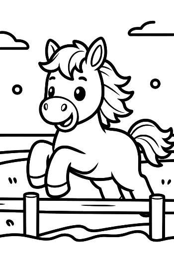 Cute Wild Horse Foal Wearing a Backpack for School Printable