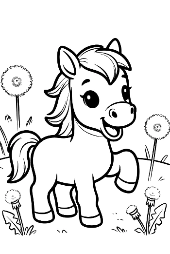 Easy Cute Wild Horse Coloring Sheet Printable