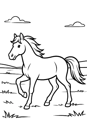 Graceful Wild Horse Grazing Peacefully in the Countryside Printable