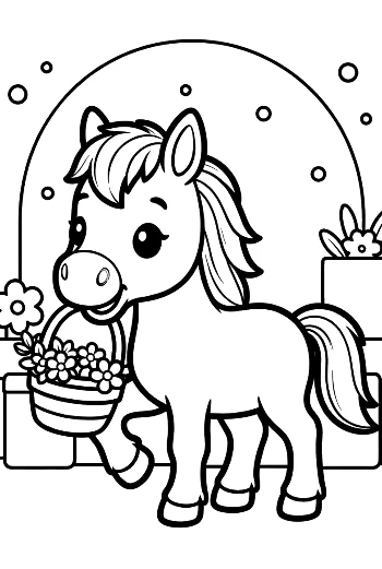 Little Horse Acting as a Driver in a Toy Vehicle Printable
