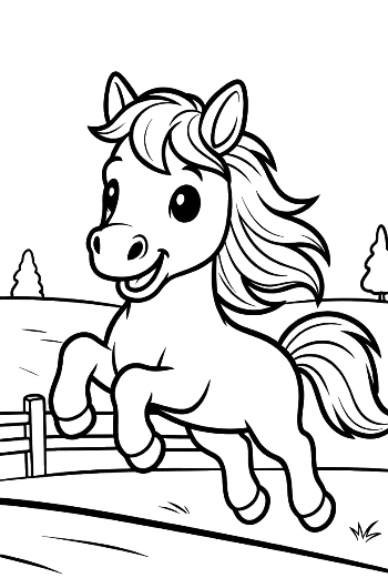 Little Horse Student Wearing a Backpack in the Field Printable