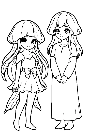 Cute Moon Jellyfish Girls Standing Together