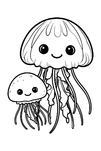 Cute Moon Jellyfish Parent and Baby