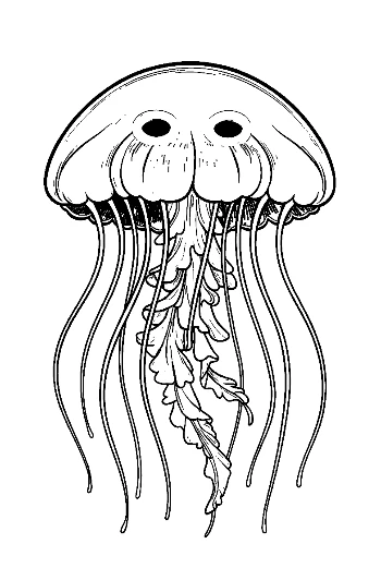 Elegant Moon Jellyfish Line Art