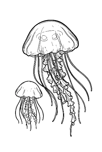 Two Graceful Moon Jellyfish Drifting