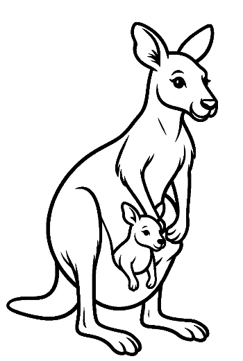 Cheerful Mother Kangaroo with Joey in Pouch