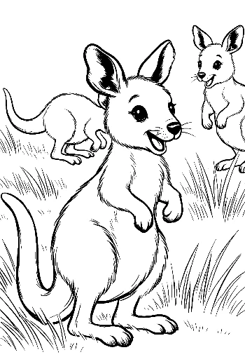 Cute Baby Kangaroo Joey in the Wild Grassy Field Printable