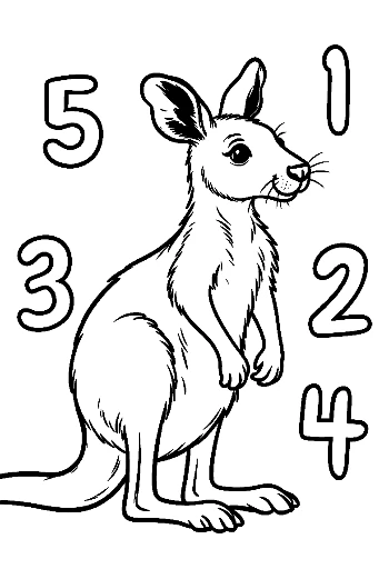 Educational Kangaroo Coloring Page with Numbers 1-10 Printable