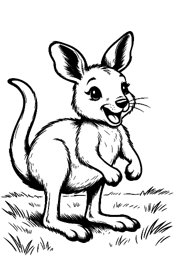 Happy Baby Joey Standing on the Grass Printable