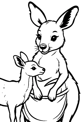 Mother Kangaroo and Joey in Pouch